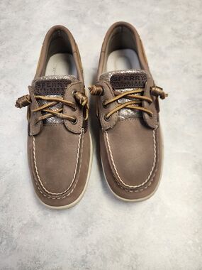 Sperry Shoes Women’s  Angelfish glitter 3 Eye Boat Gold Brown Size 6.5 M